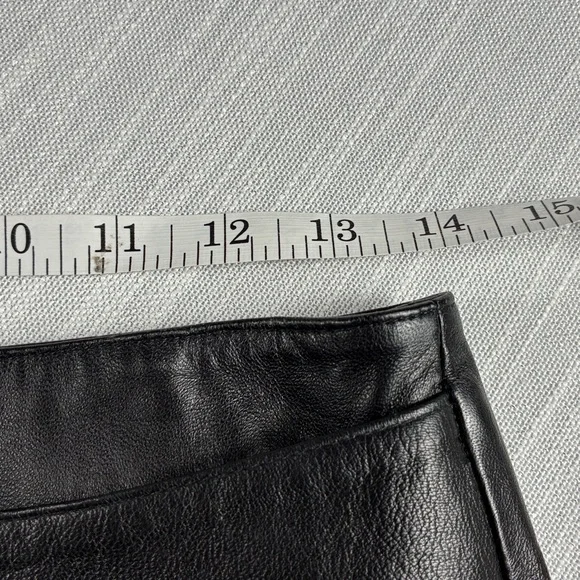 ISABEL Black Genuine Leather Mini Skirt Belted High Waist 26” XS Y2K Butter Soft - Picture 6 of 7